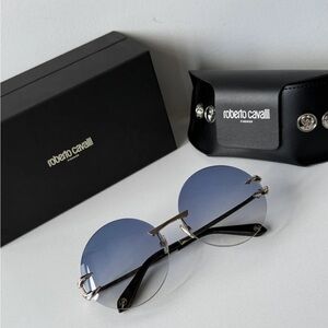 NWT Roberto Cavalli Oversized Rimless Round Sunglasses